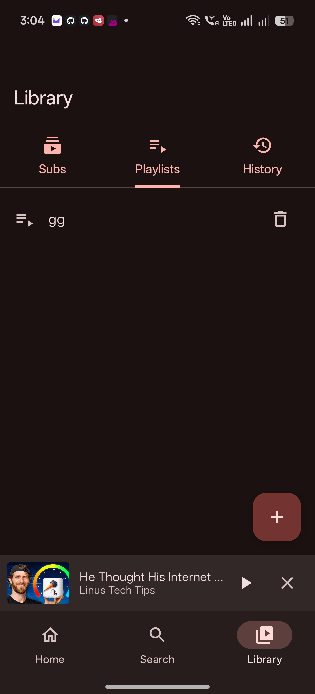 MaterialPipe playlists screen